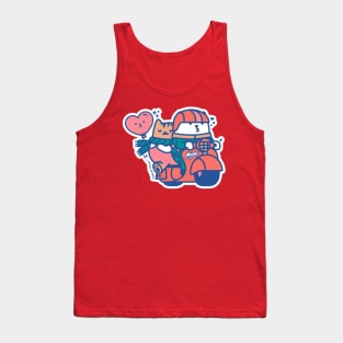 Pink and Red Couple Scooter Cats Tank Top